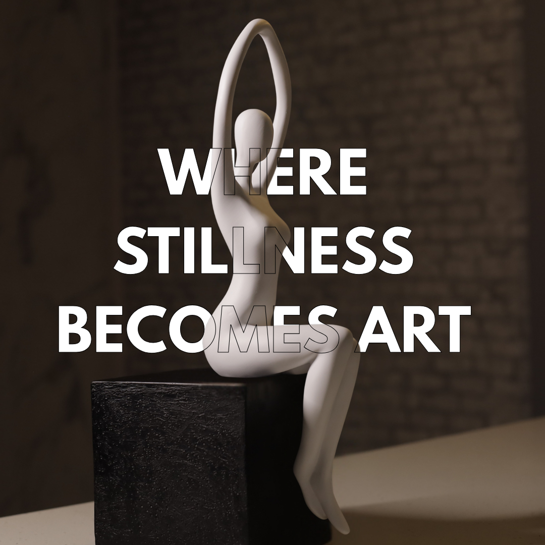 Graceful Ballerina Resin Decor - White on Black Base