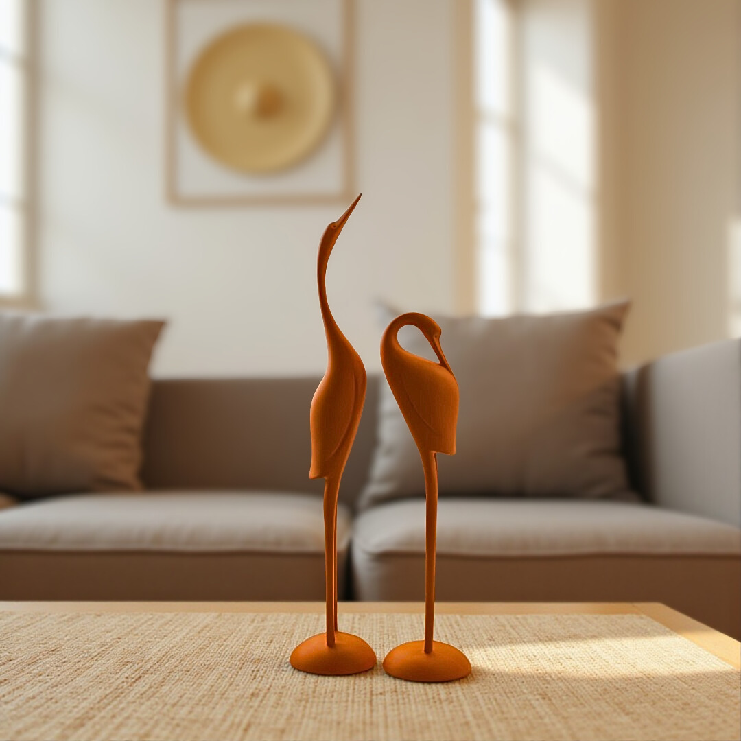 Sleek Stork Pair Decor Resin Sculpture (Set of 2)