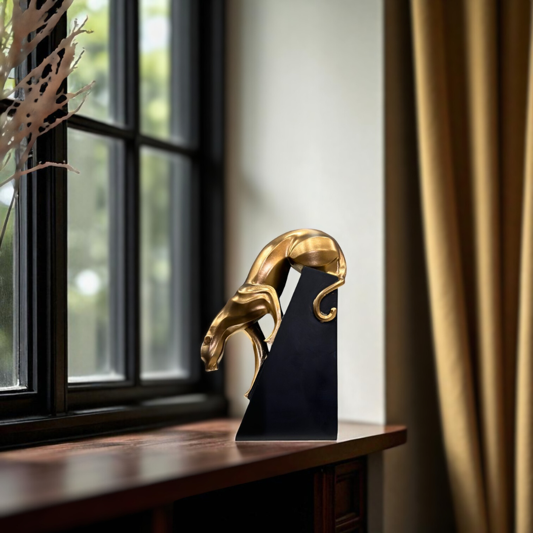 Prowling Panther Resin Sculpture in Bronze Finish