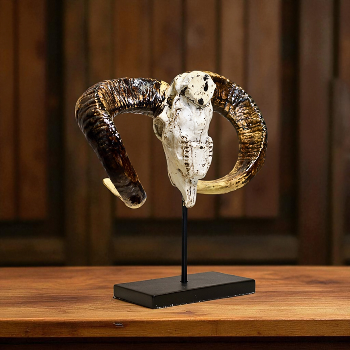 Ram Skull Resin Decor