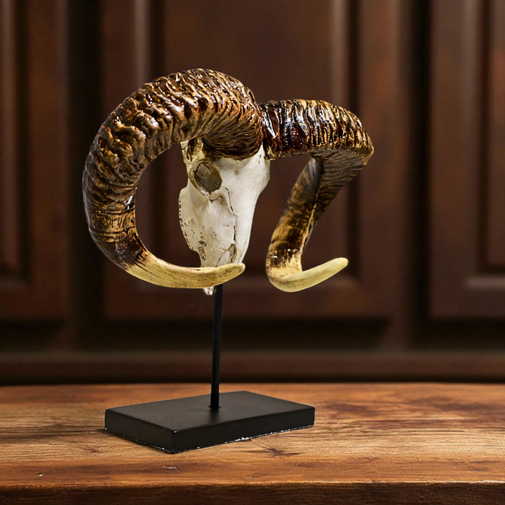 Ram Skull Resin Decor