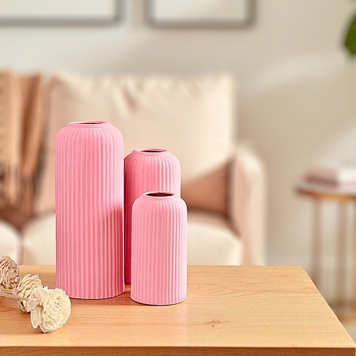 Contemporary Ribbed - Set of 3 Vases