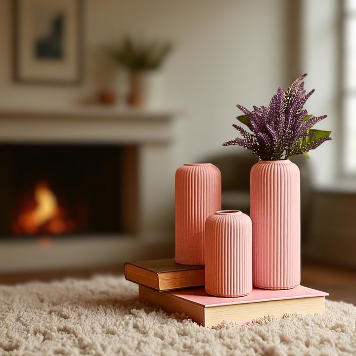 Contemporary Ribbed - Set of 3 Vases