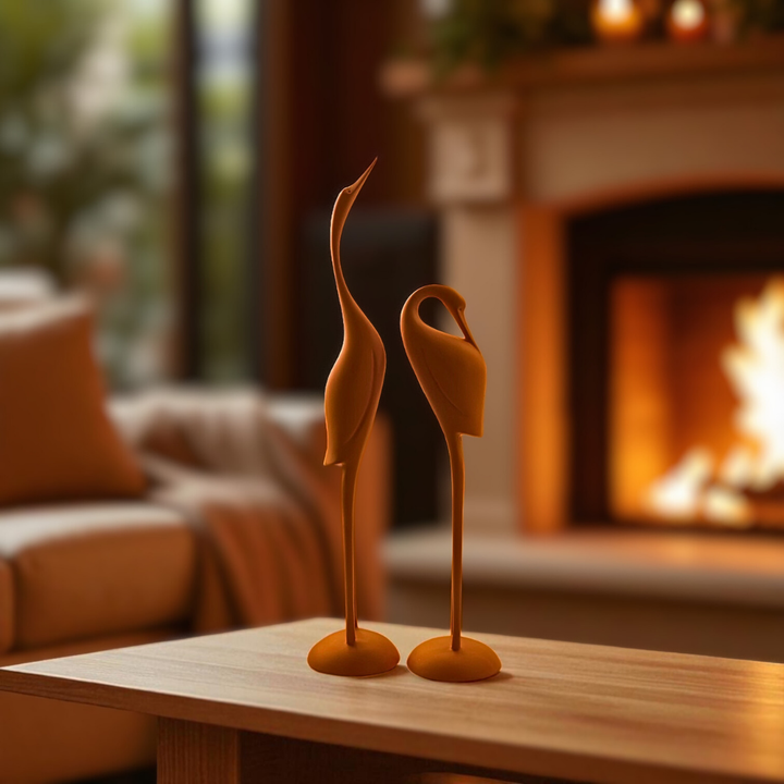 Sleek Stork Pair Decor Resin Sculpture (Set of 2)