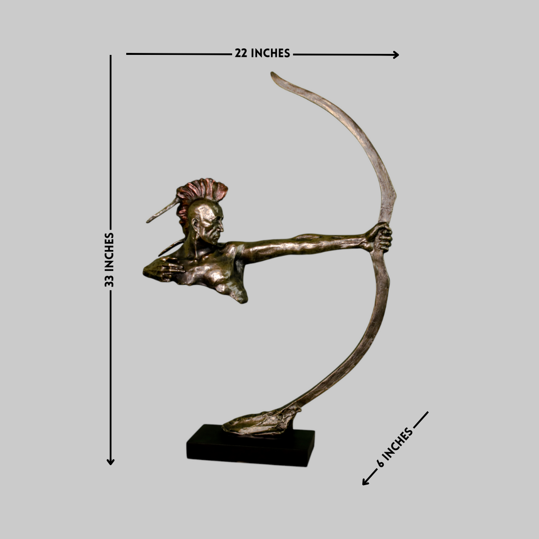 Native American with Bow and Arrow Resin & Metal Sculpture