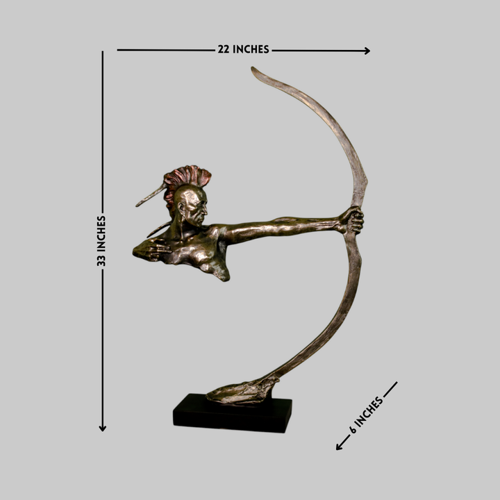 Native American with Bow and Arrow Resin & Metal Sculpture