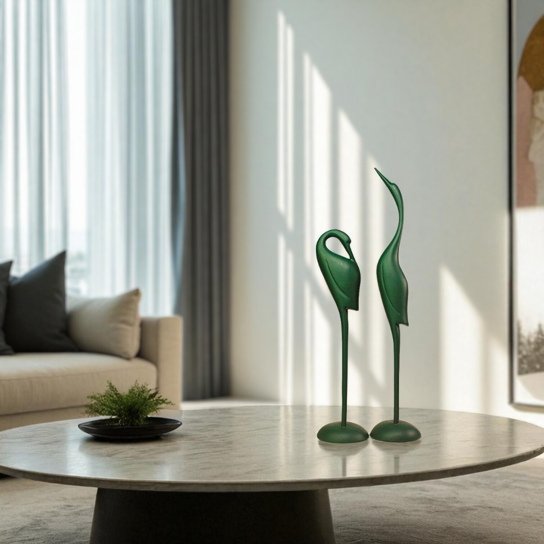 Sleek Stork Pair Decor Resin Sculpture (Set of 2)