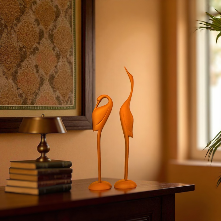 Sleek Stork Pair Decor Resin Sculpture (Set of 2)