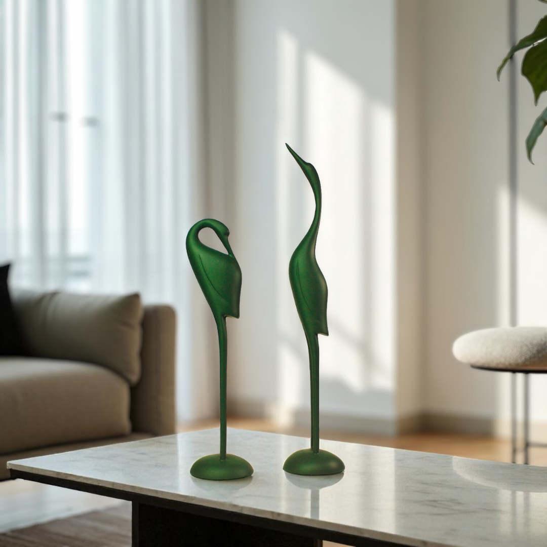Sleek Stork Pair Decor Resin Sculpture (Set of 2)