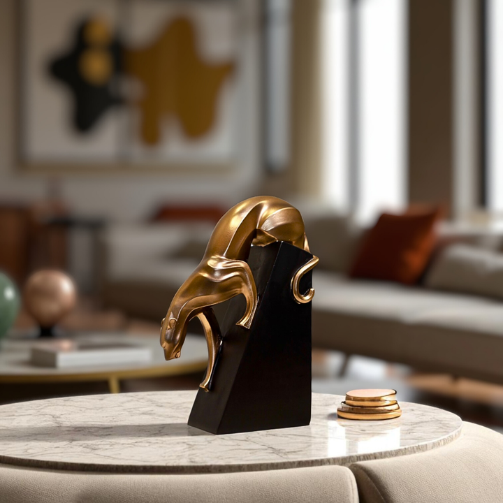 Prowling Panther Resin Sculpture in Bronze Finish