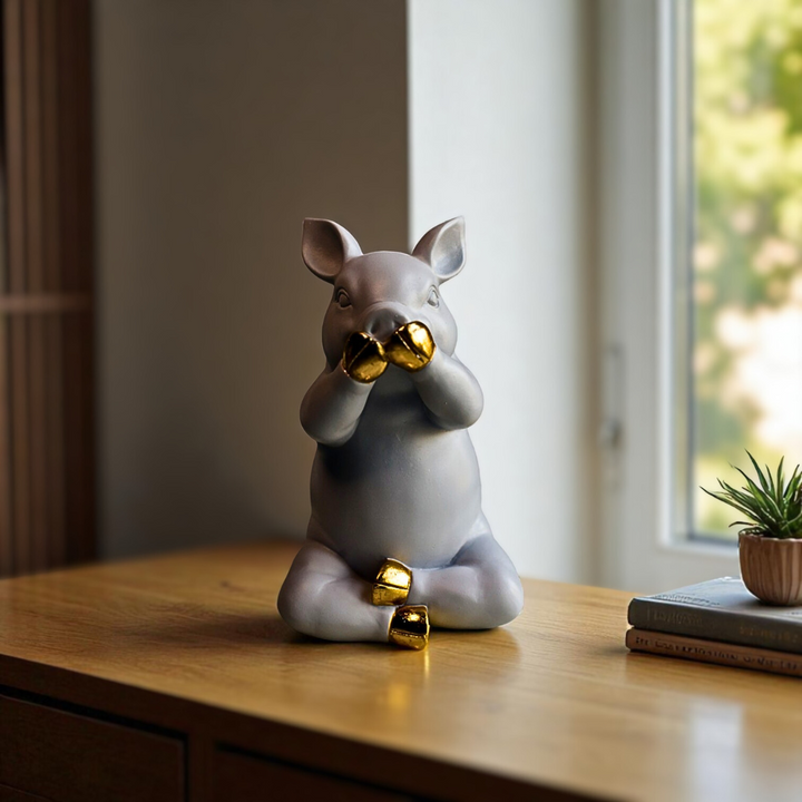 Cute "Say No Evil" Resin Sculpture