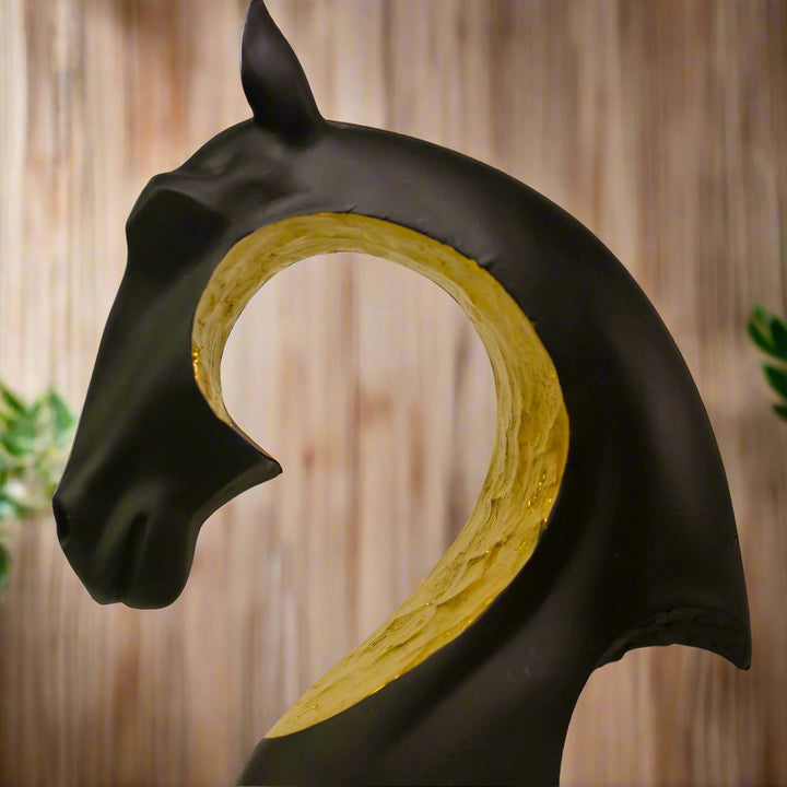 Abstract Horse Head with Gold Accent - Resin Decor