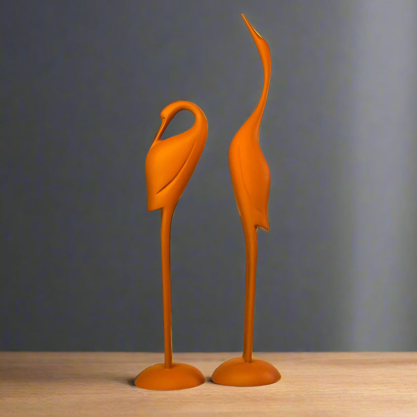 Sleek Stork Pair Decor Resin Sculpture (Set of 2)