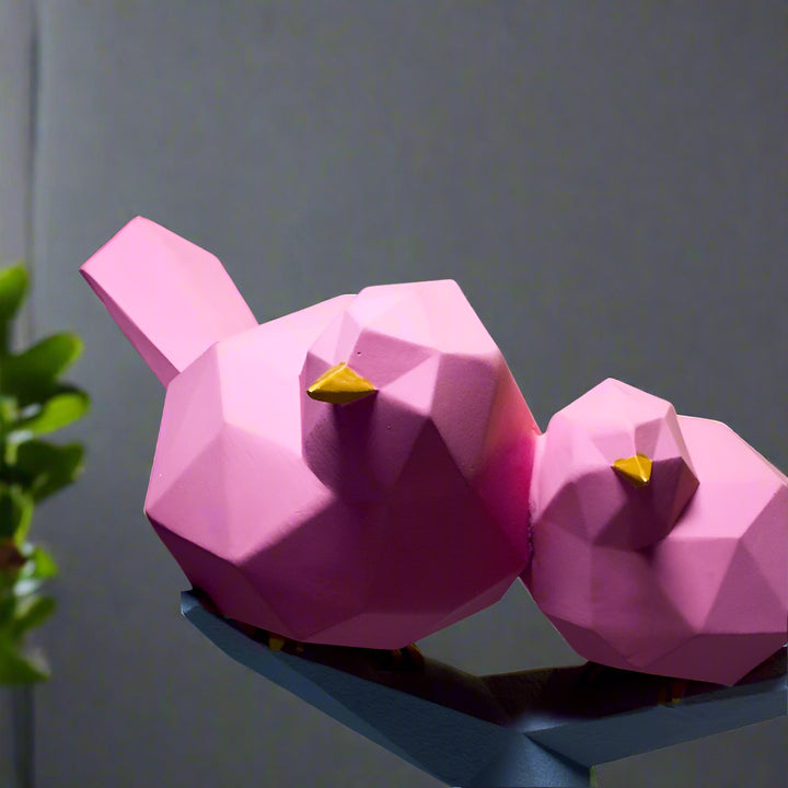 Geometric Lovebirds Resin Sculpture
