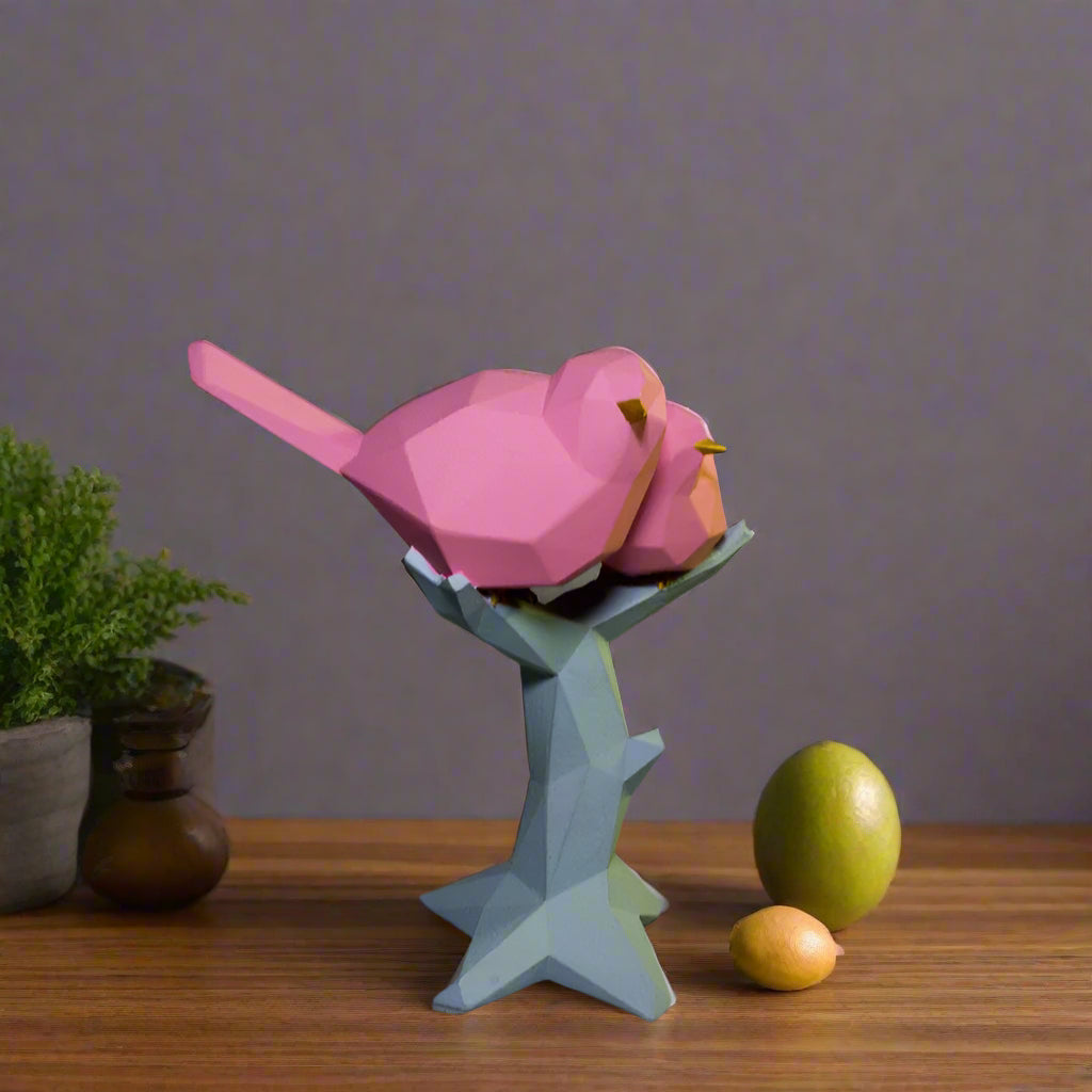 Geometric Lovebirds Resin Sculpture