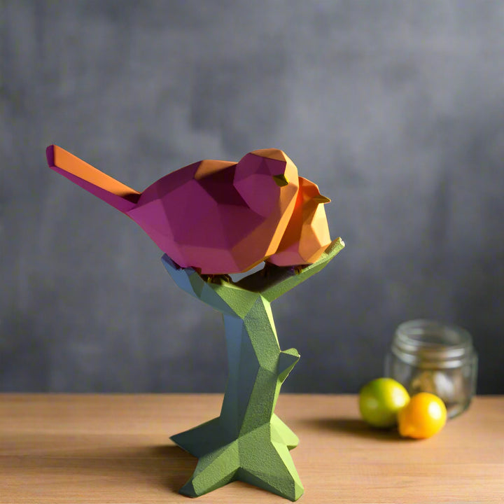 Geometric Lovebirds Resin Sculpture