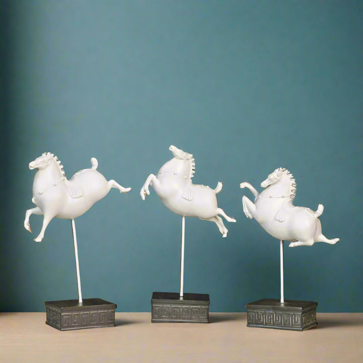The White Prancing Ponies (Set of 3)