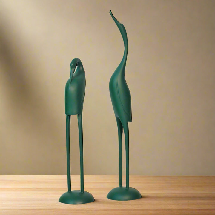 Sleek Stork Pair Decor Resin Sculpture (Set of 2)