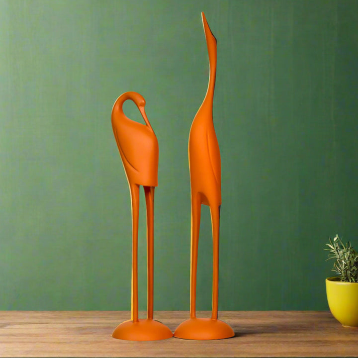 Sleek Stork Pair Decor Resin Sculpture (Set of 2)