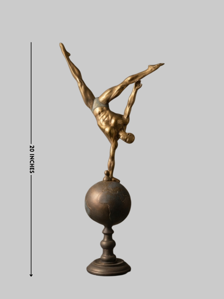 Equipoise Globe Balancing Figure Sculpture