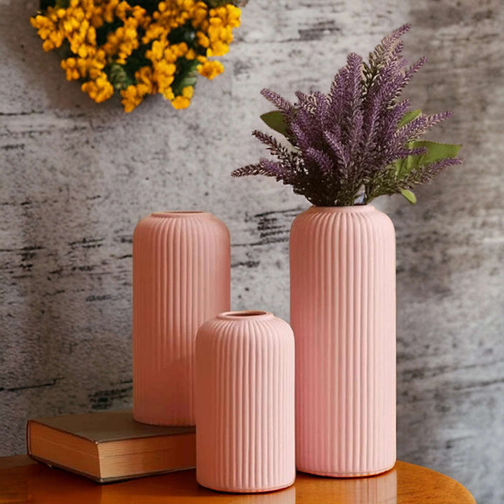 Contemporary Ribbed - Set of 3 Vases