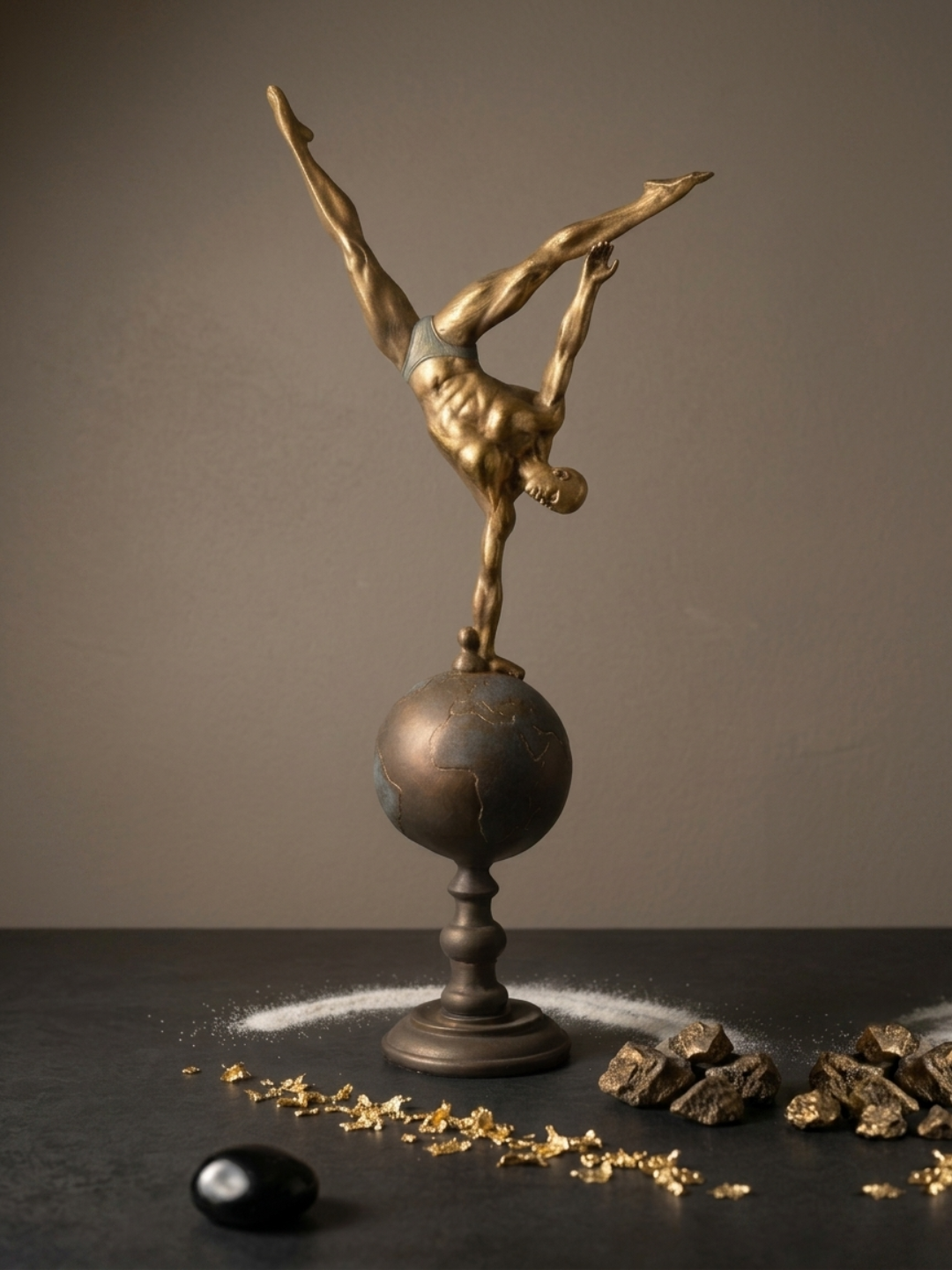 Equipoise Globe Balancing Figure Sculpture