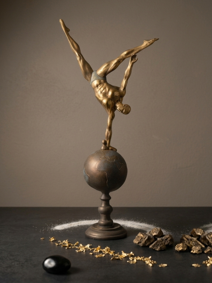 Equipoise Globe Balancing Figure Sculpture