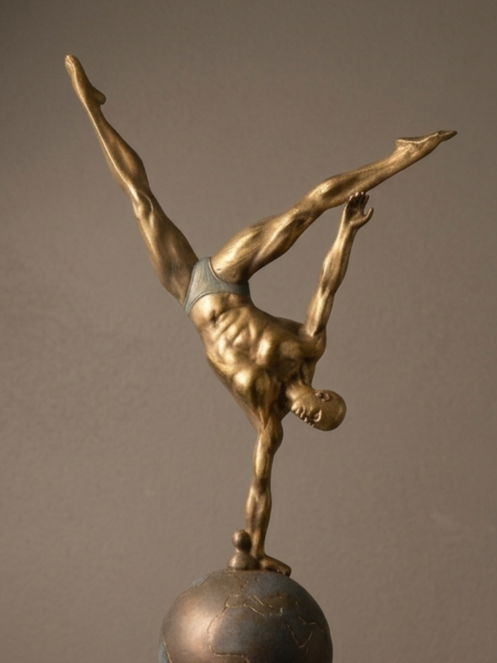 Equipoise Globe Balancing Figure Sculpture