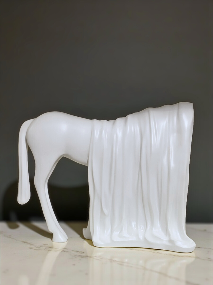 Veiled Horse Resin Sculpture
