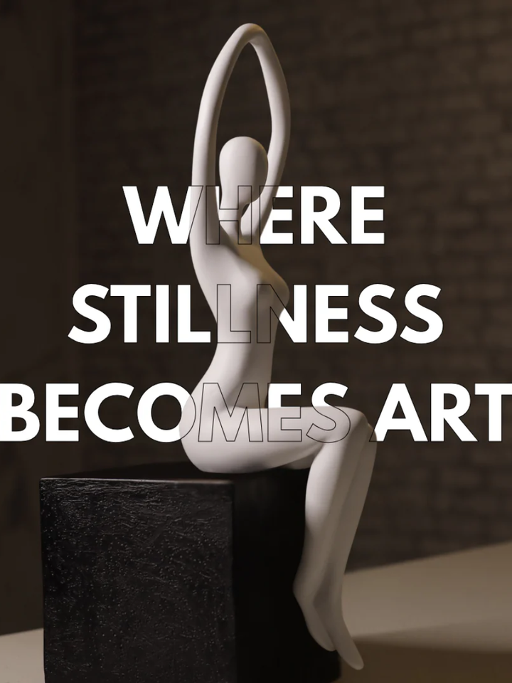 Graceful Ballerina Resin Decor - White on Black Base