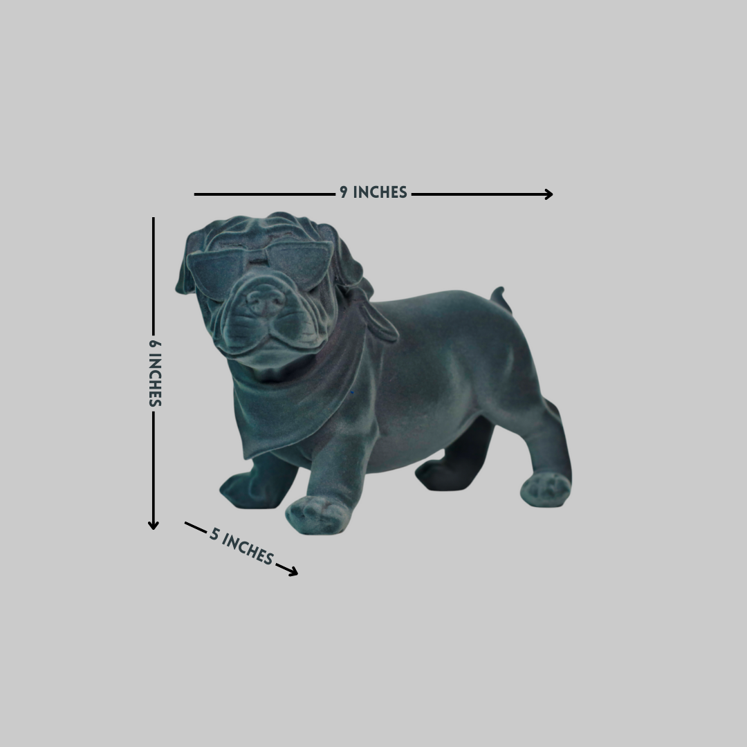 Velvet Finish Dapper Pup Resin Sculpture (Electric Grey)