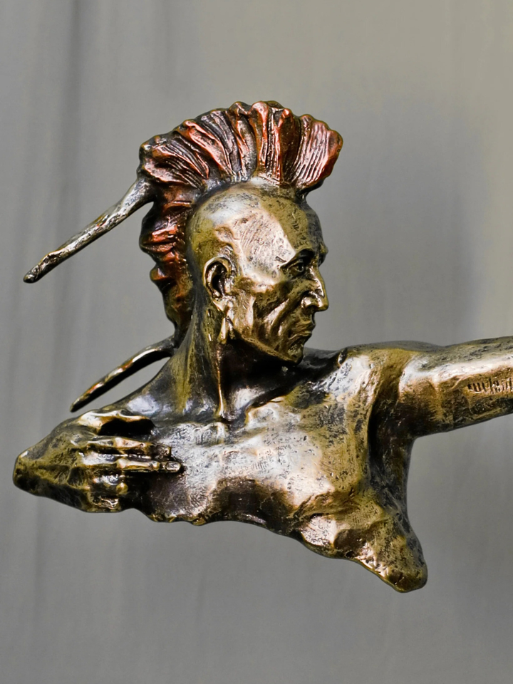 Native American with Bow - Resin Sculpture