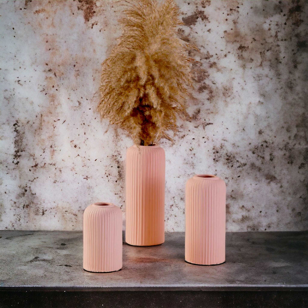 Contemporary Ribbed - Set of 3 Vases