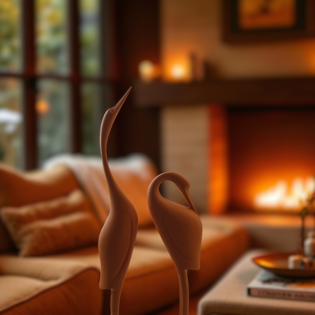 Sleek Stork Pair Decor Resin Sculpture (Set of 2)