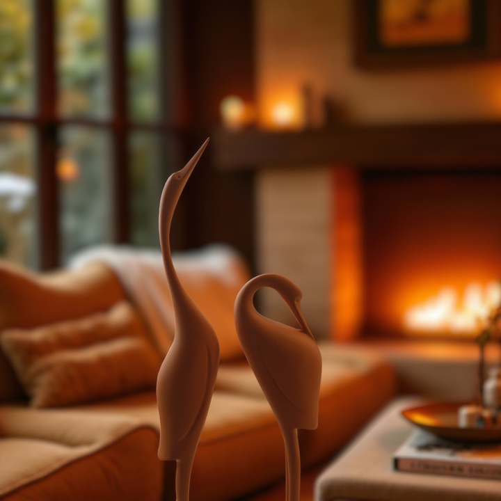 Sleek Stork Pair Decor Resin Sculpture (Set of 2)