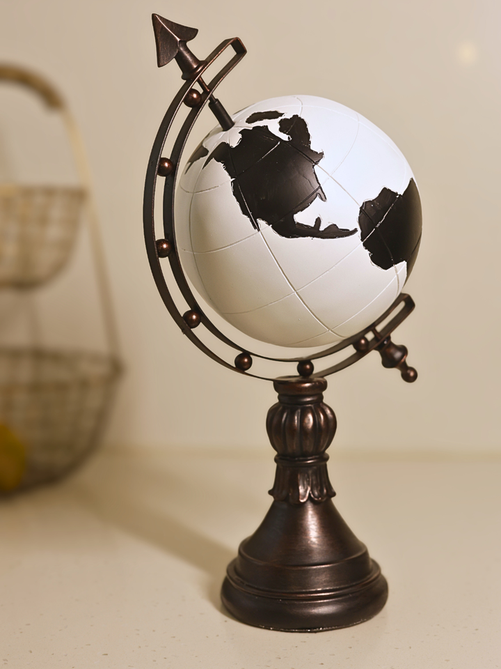 The Monochrome Globe Resin & Metal Decor