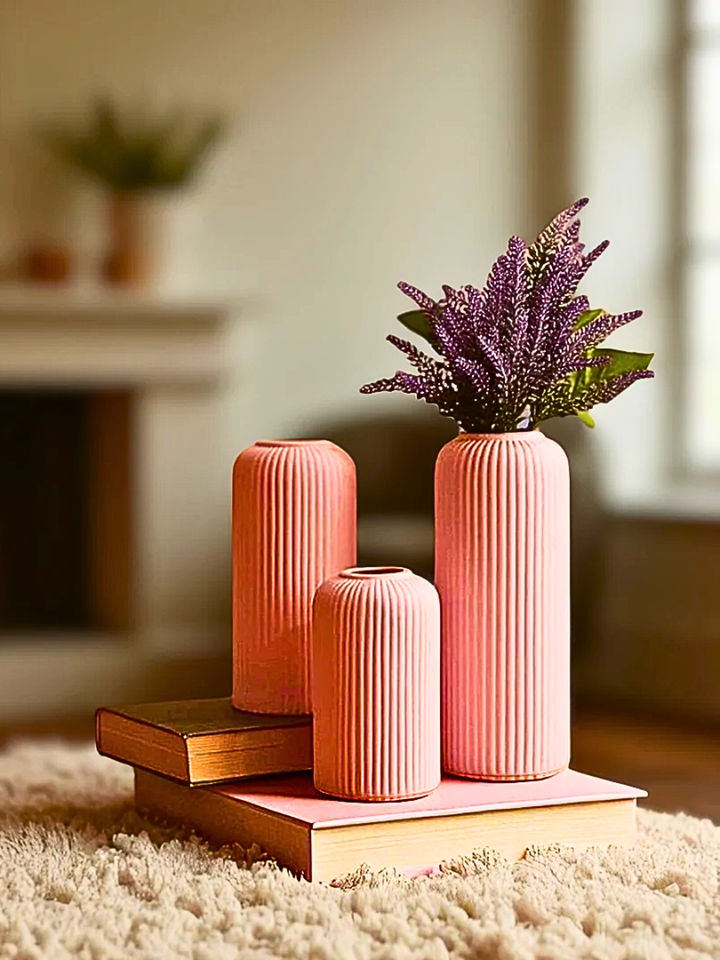 Contemporary Ribbed - Set of 3 Vases