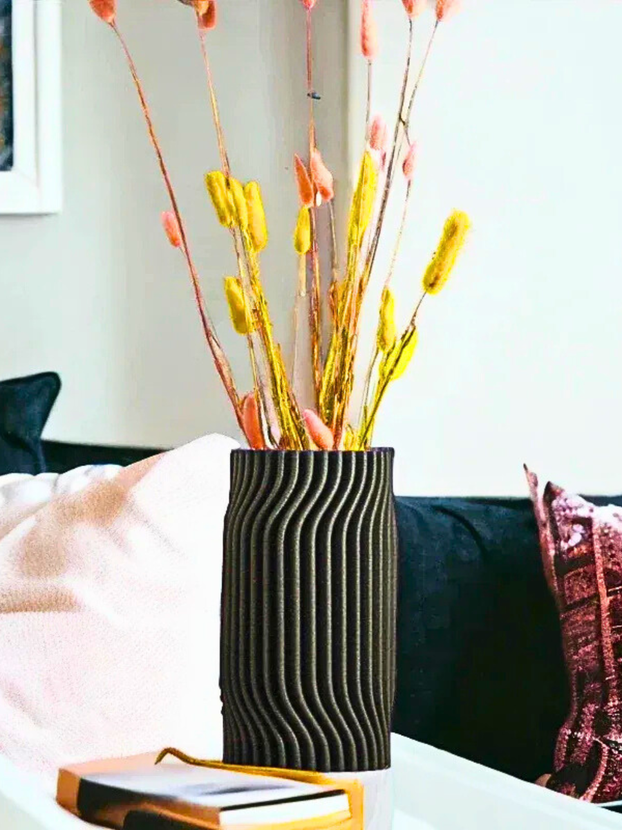 3D Printed Black Ceramic Vase