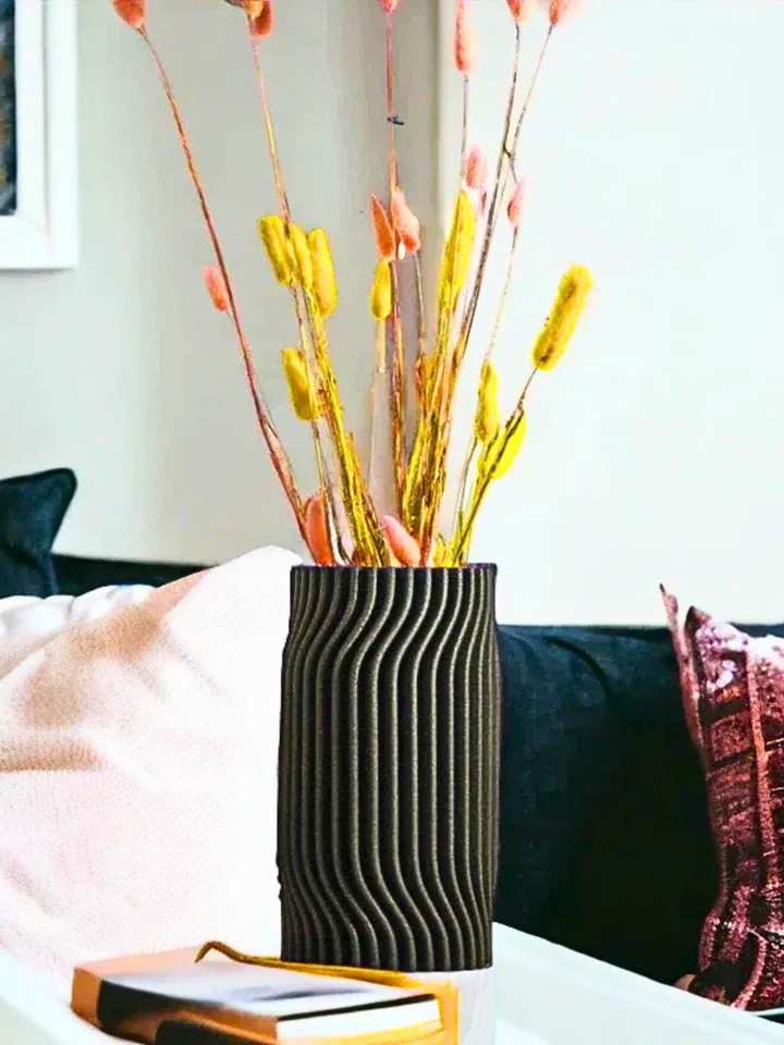 3D Printed Black Ceramic Vase