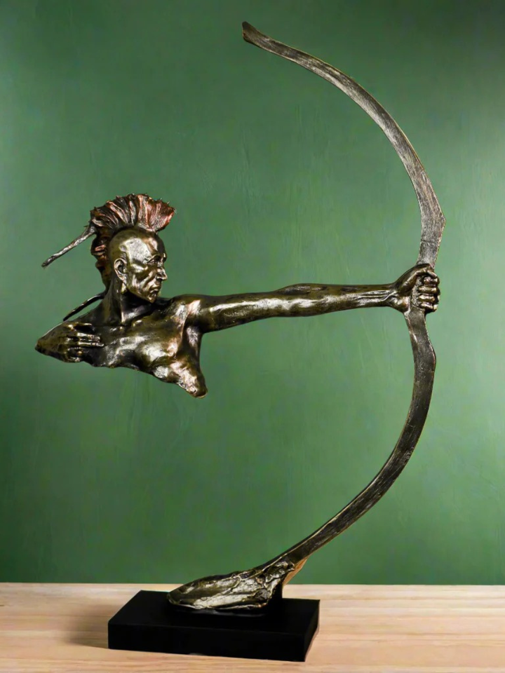 Native American with Bow - Resin Sculpture