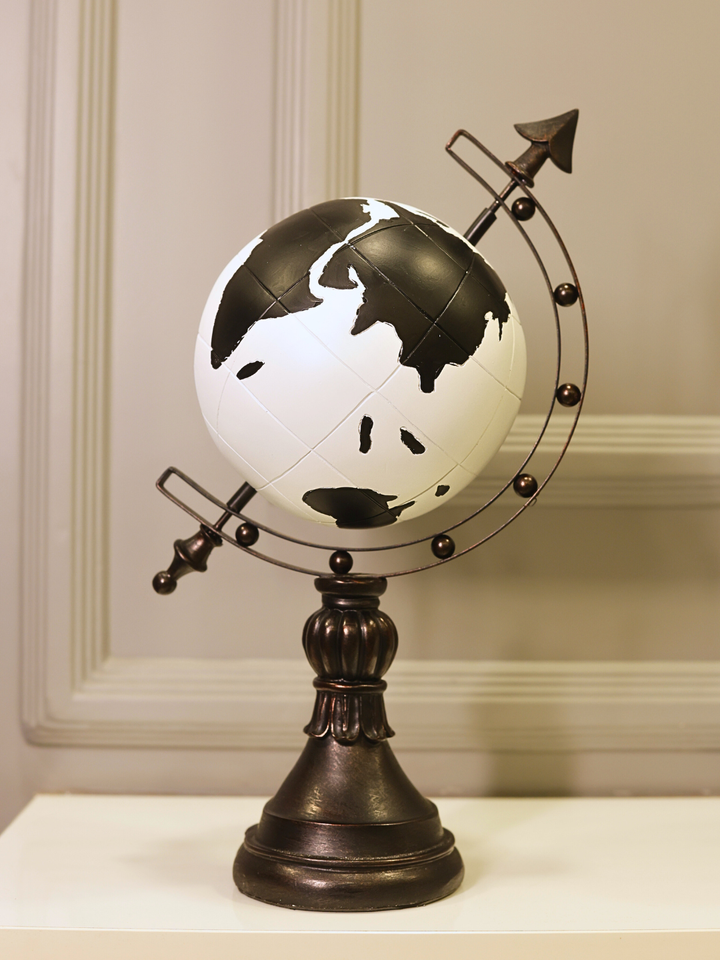 The Monochrome Globe Resin & Metal Decor