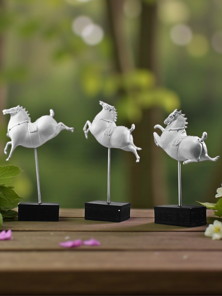 The White Prancing Ponies (Set of 3)