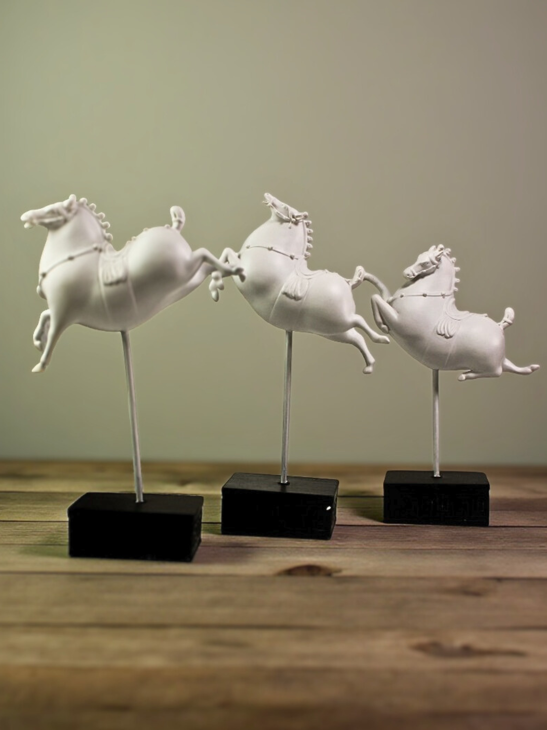 The White Prancing Ponies (Set of 3)