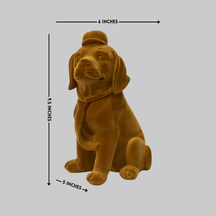 Cute Velvet Finish Pup Resin Sculpture (Brown)