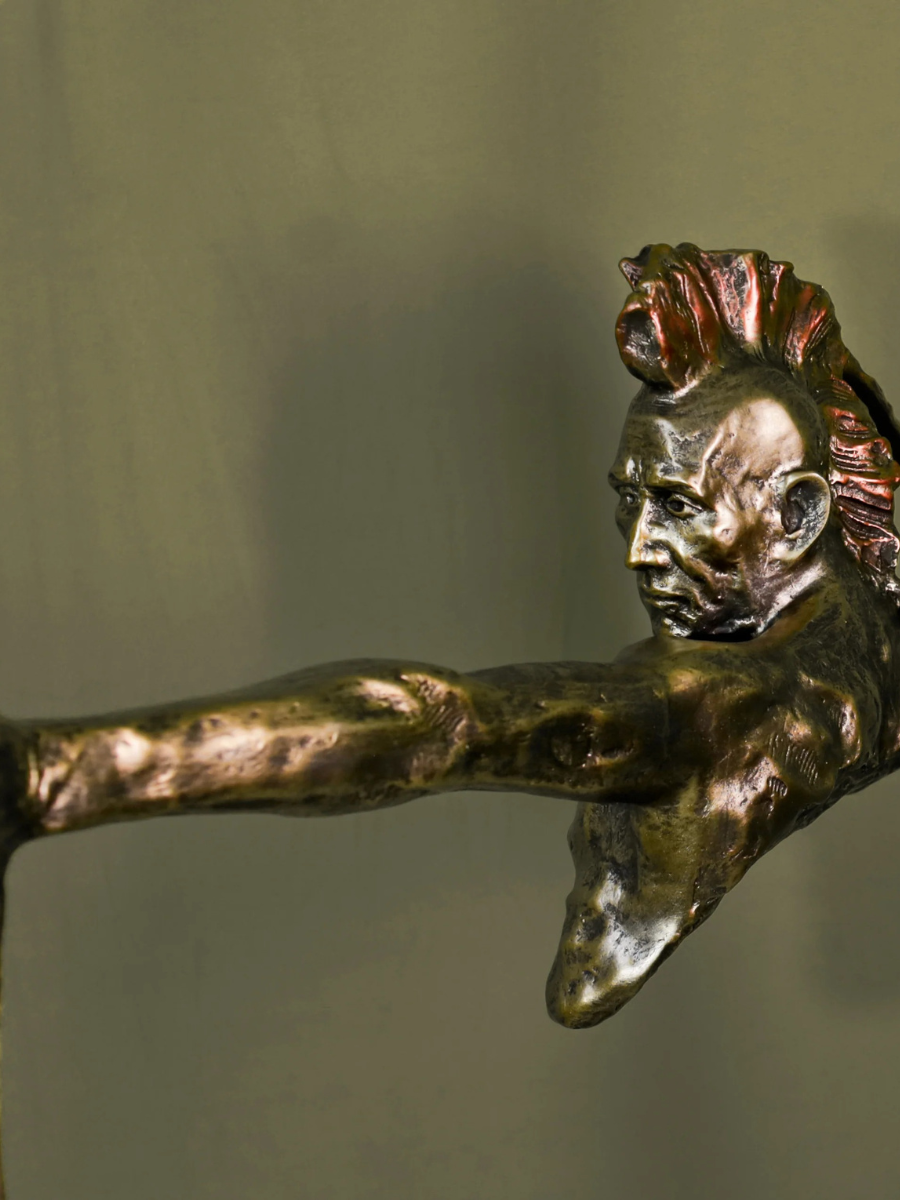 Native American with Bow - Resin Sculpture