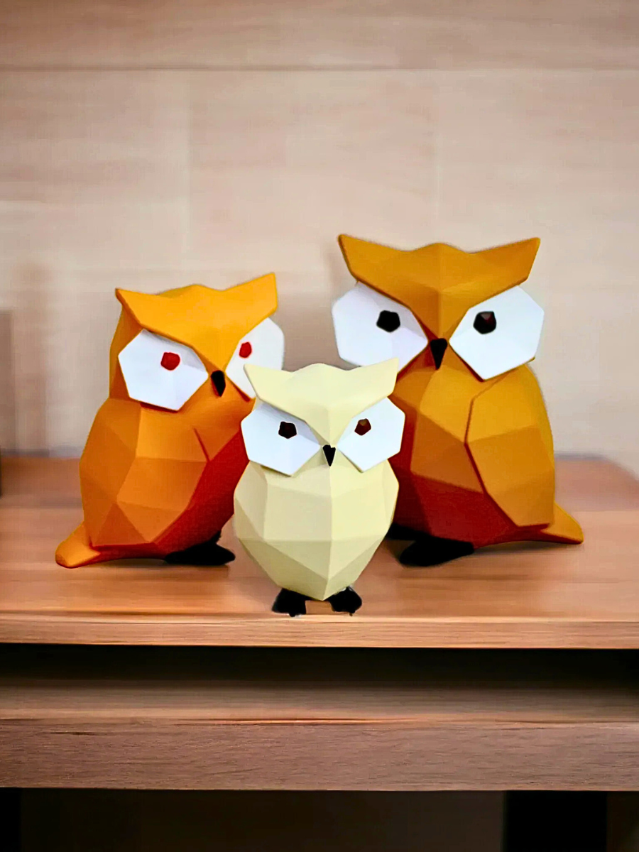 Hooter Family - Set of 3 Owl Figurines