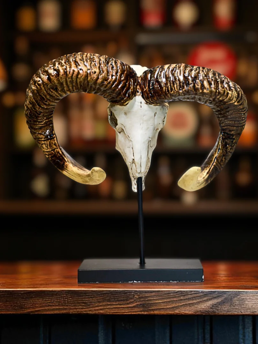 Ram Skull Resin Decor