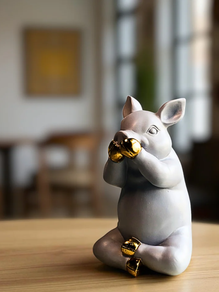 Cute "Say No Evil" Resin Sculpture
