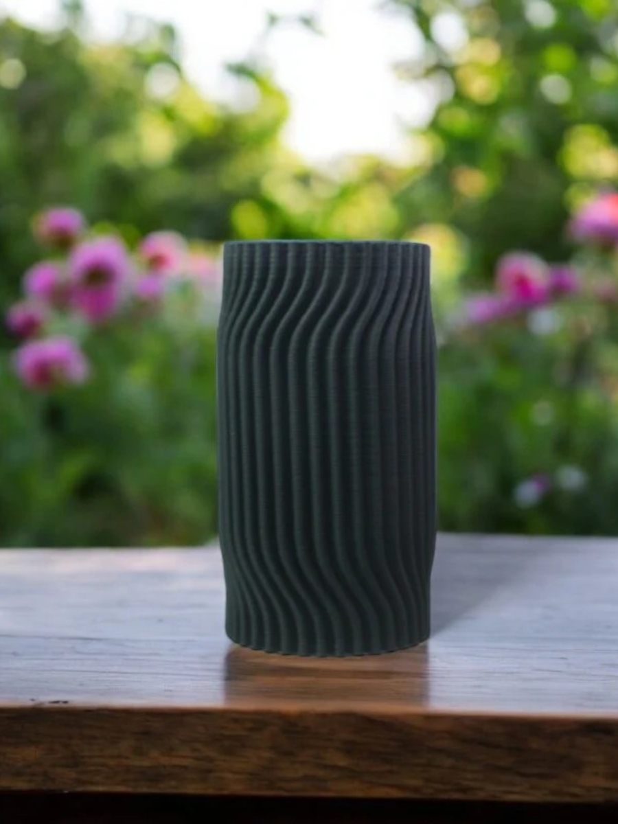 3D Printed Black Ceramic Vase