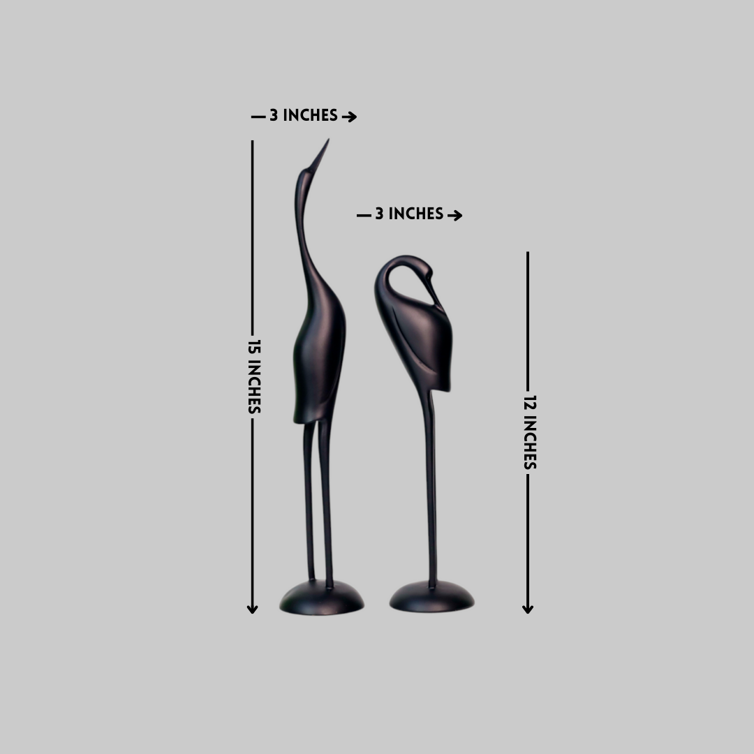 Sleek Crane Pair Decor Resin Sculpture (Set of 2)